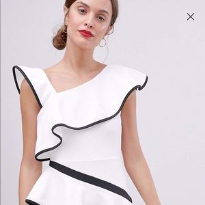 Mono Tipped Ruffle Mini Dress